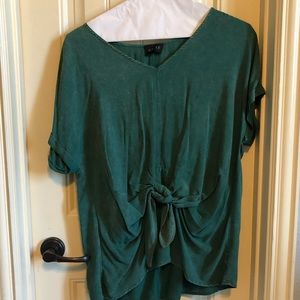 Green Tie Front Top